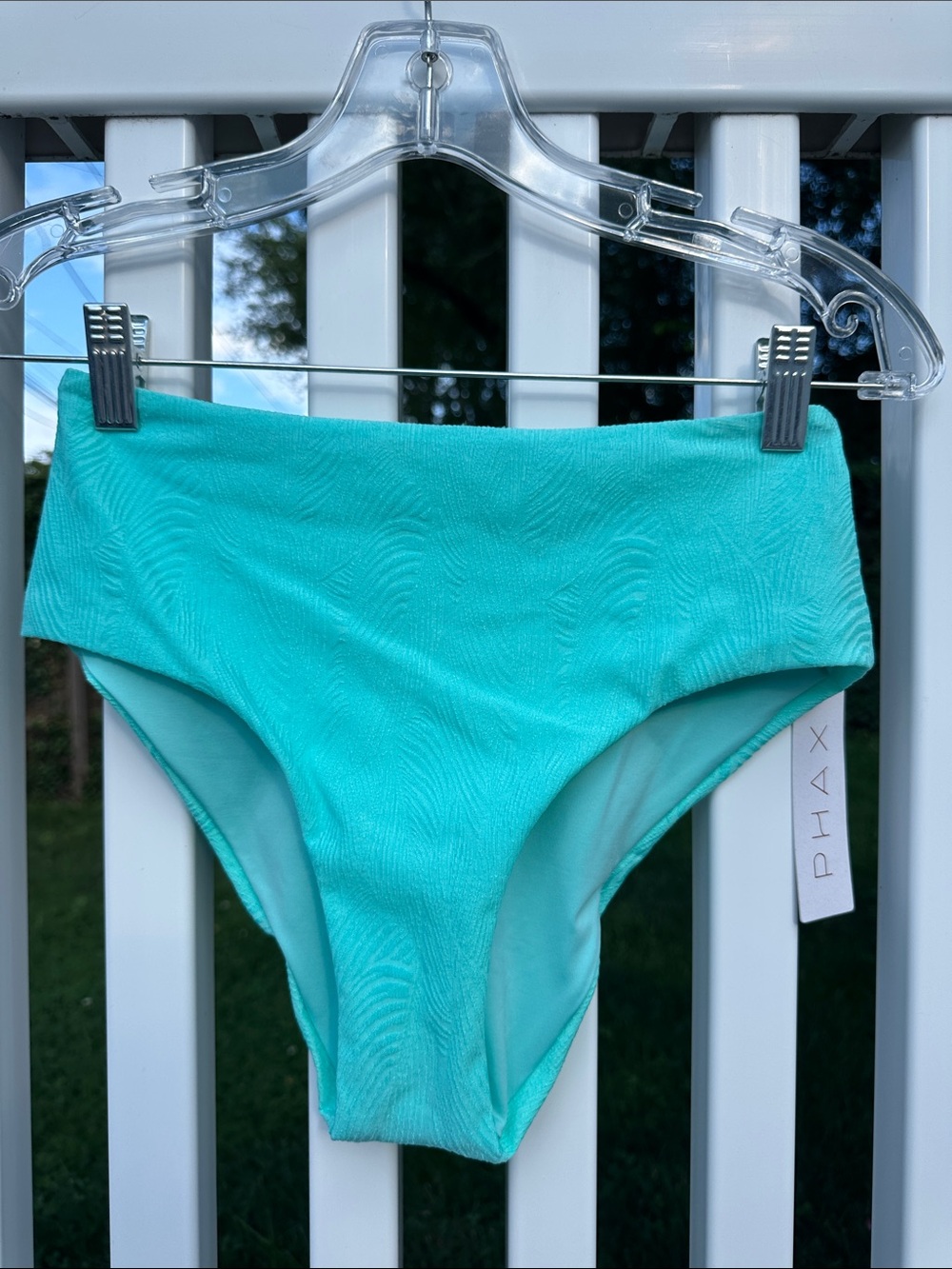 PHAX Women's High-Waist Bikini Bottom in Aqua Teal